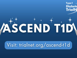 Text reads "Ascend T1D" with mountains and stars on a blue background